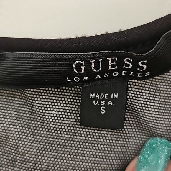 Guess Cocktail Sheer Front & Back Peplum Mini Dress Black Small - Picture 7 of 16